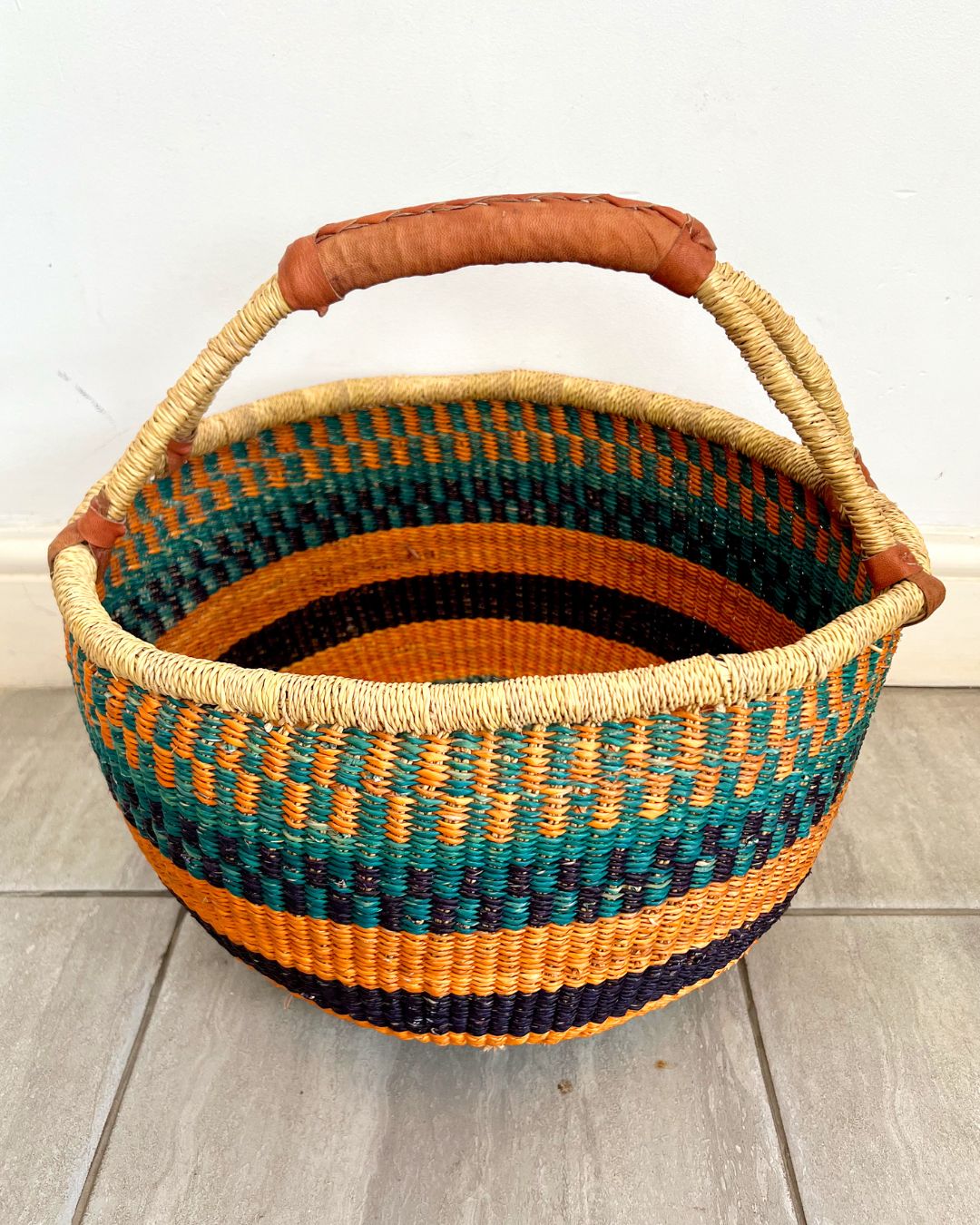 Round Woven Baskets - Large - Coloured Design 1