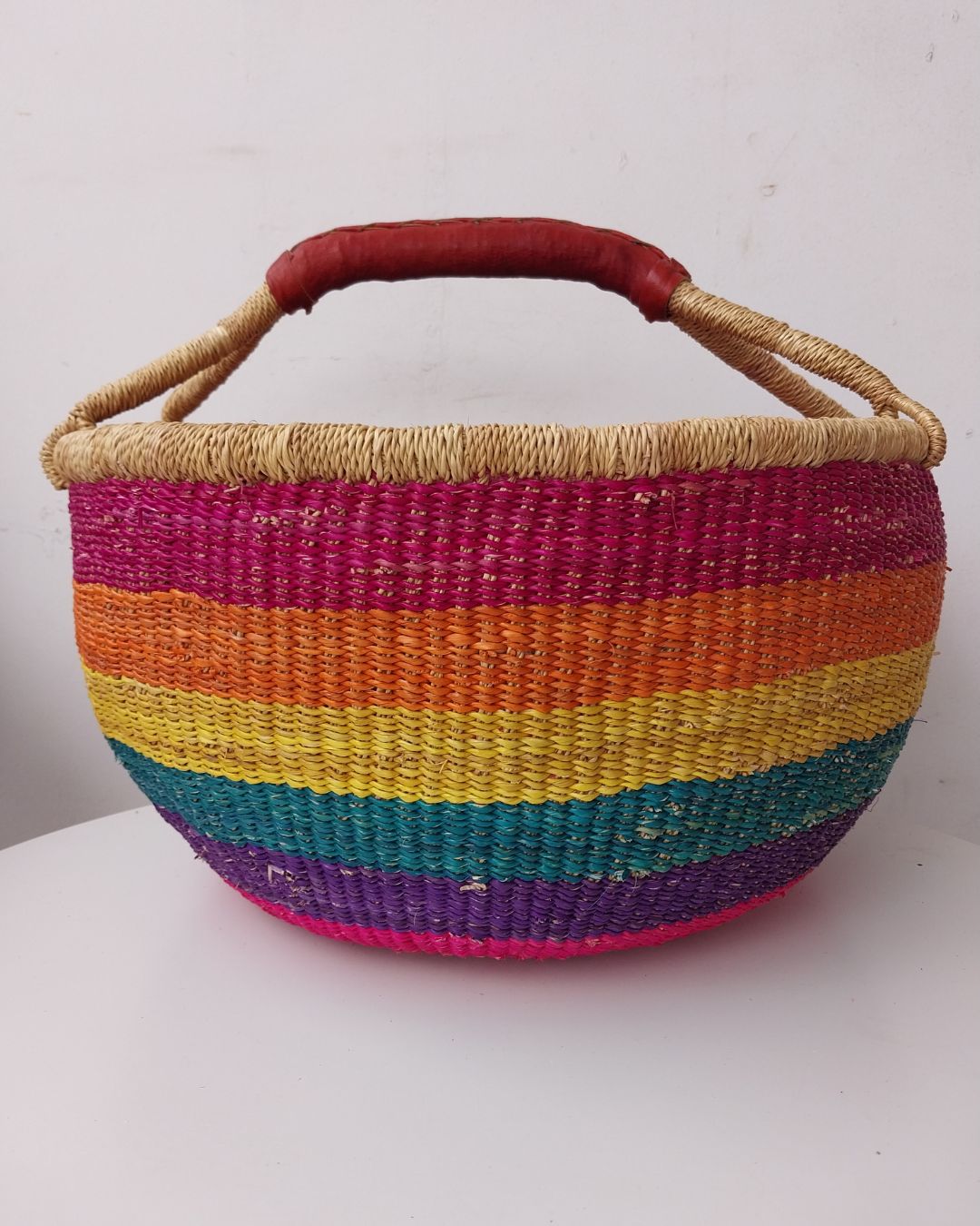 Round Woven Baskets - Large - Coloured Design 2