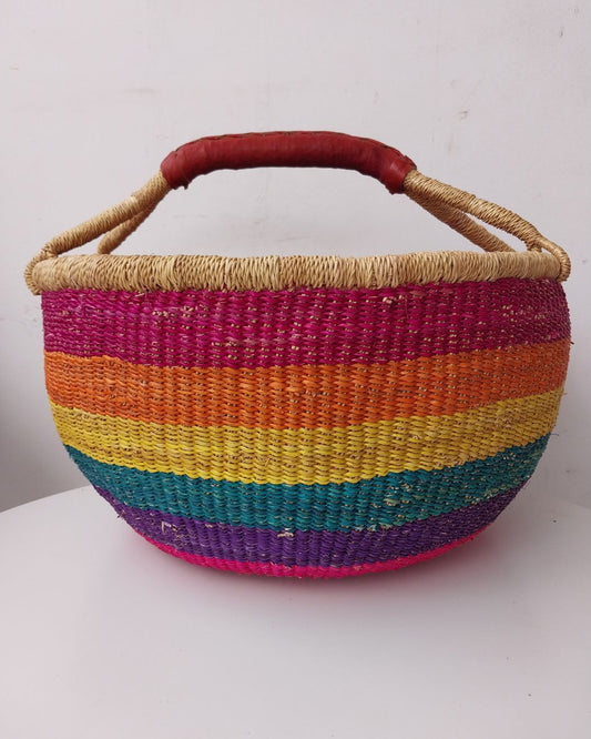 Round Woven Baskets - Large - Coloured Design 2