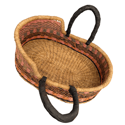 Handwoven Doll Basket - Black/Pink Design 2