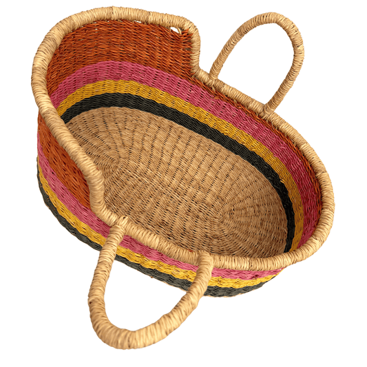 Handwoven Doll Basket - Pastel Rainbow Design