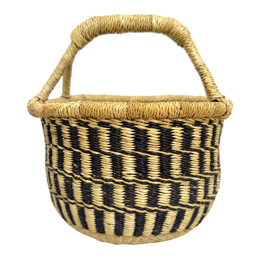 Round Woven Baskets - Small - Black Design 1