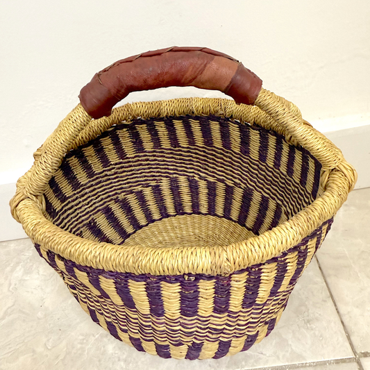 Round Woven Baskets - Small - Black Design 2