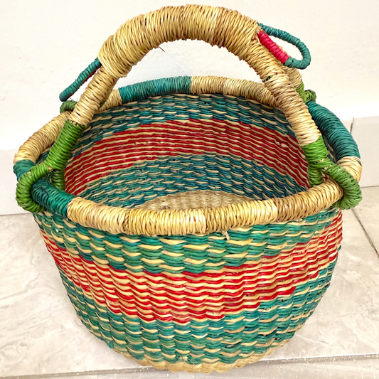 Round Woven Baskets - Small - Coloured Design 1