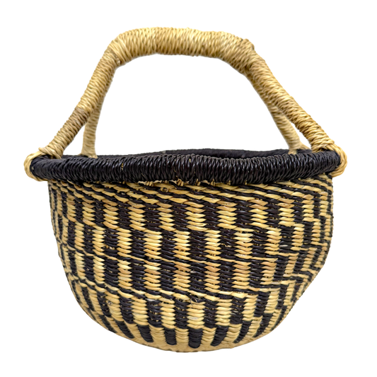 Round Woven Baskets - Small - Black Design 3