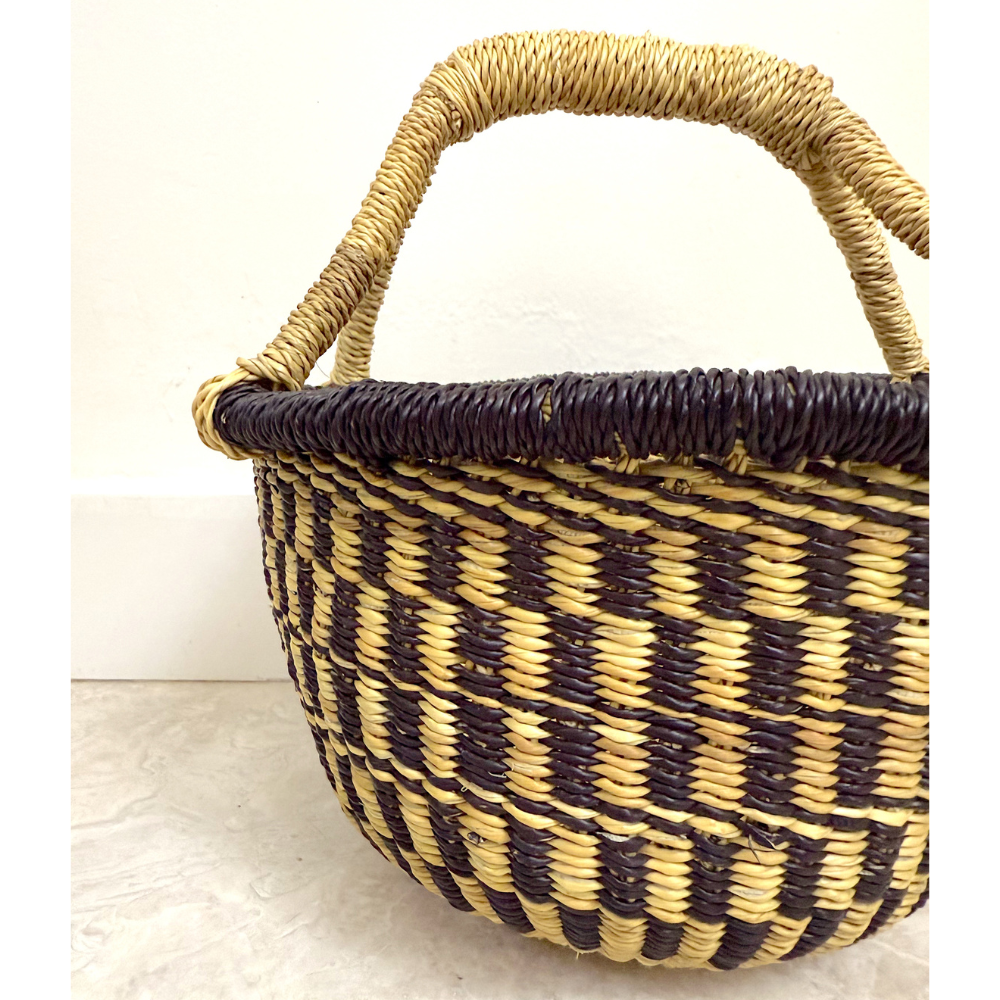 Round Woven Baskets - Small - Black Design 3