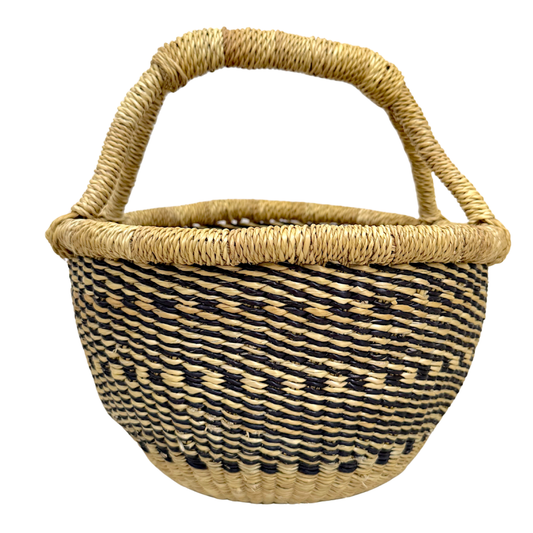 Round Woven Baskets - Small - Black Design 4
