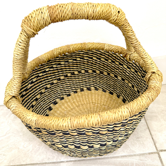 Round Woven Baskets - Small - Black Design 4