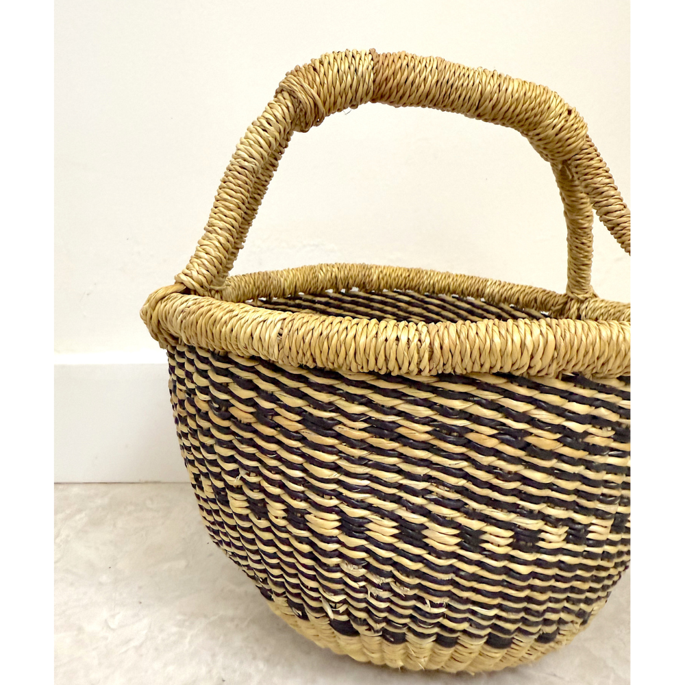 Round Woven Baskets - Small - Black Design 4