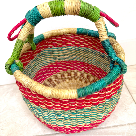 Round Woven Baskets - Small - Coloured Design 7