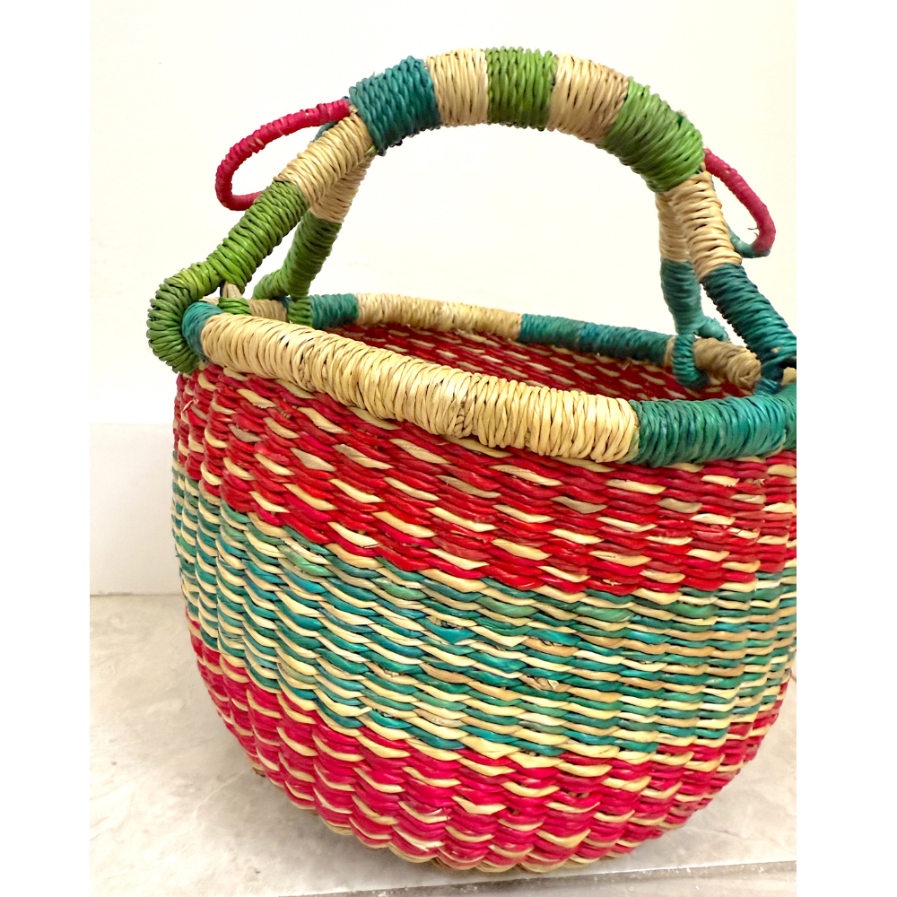 Round Woven Baskets - Small - Coloured Design 7