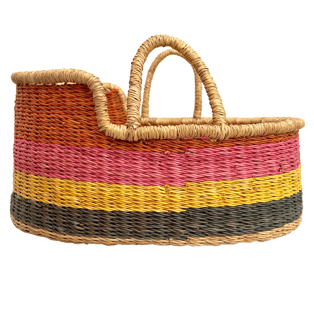 Handwoven Doll Basket - Pastel Rainbow Design