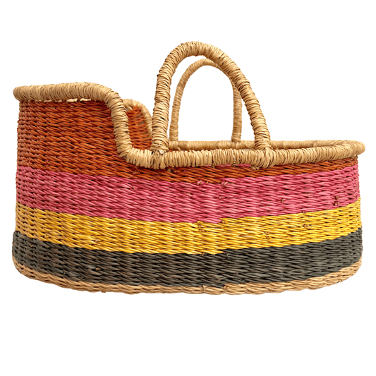 Handwoven Doll Basket - Pastel Rainbow Design