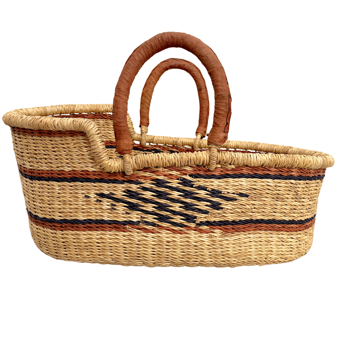 Handwoven Doll Basket - Brown/Black Design