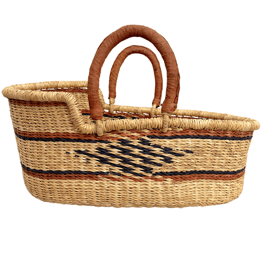 Handwoven Doll Basket - Brown/Black Design