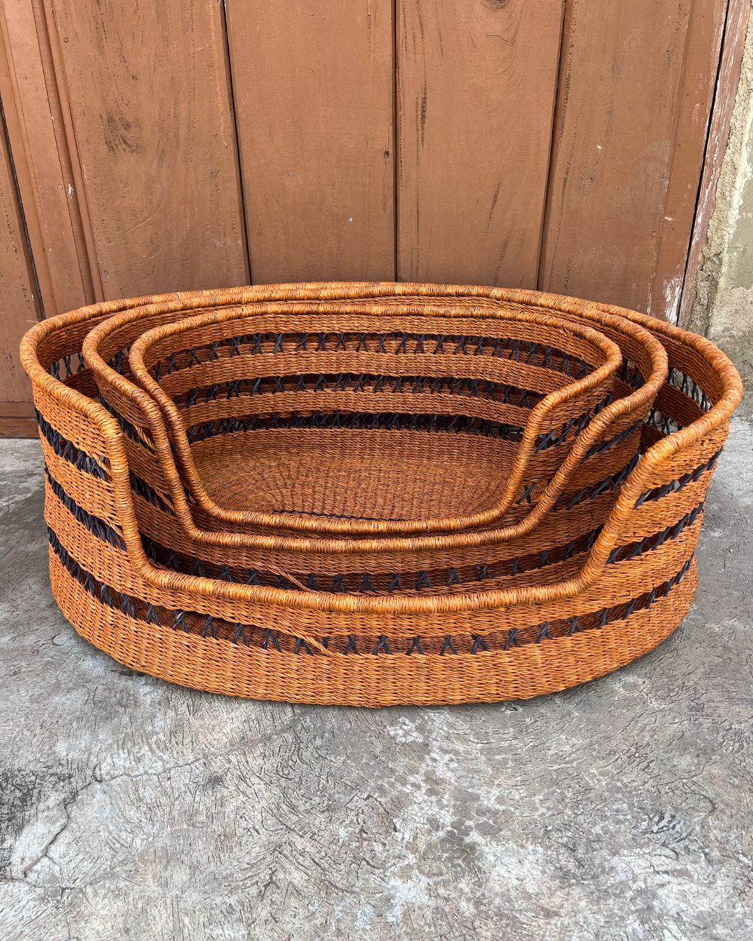 Dog Basket - Ochre with Black Net