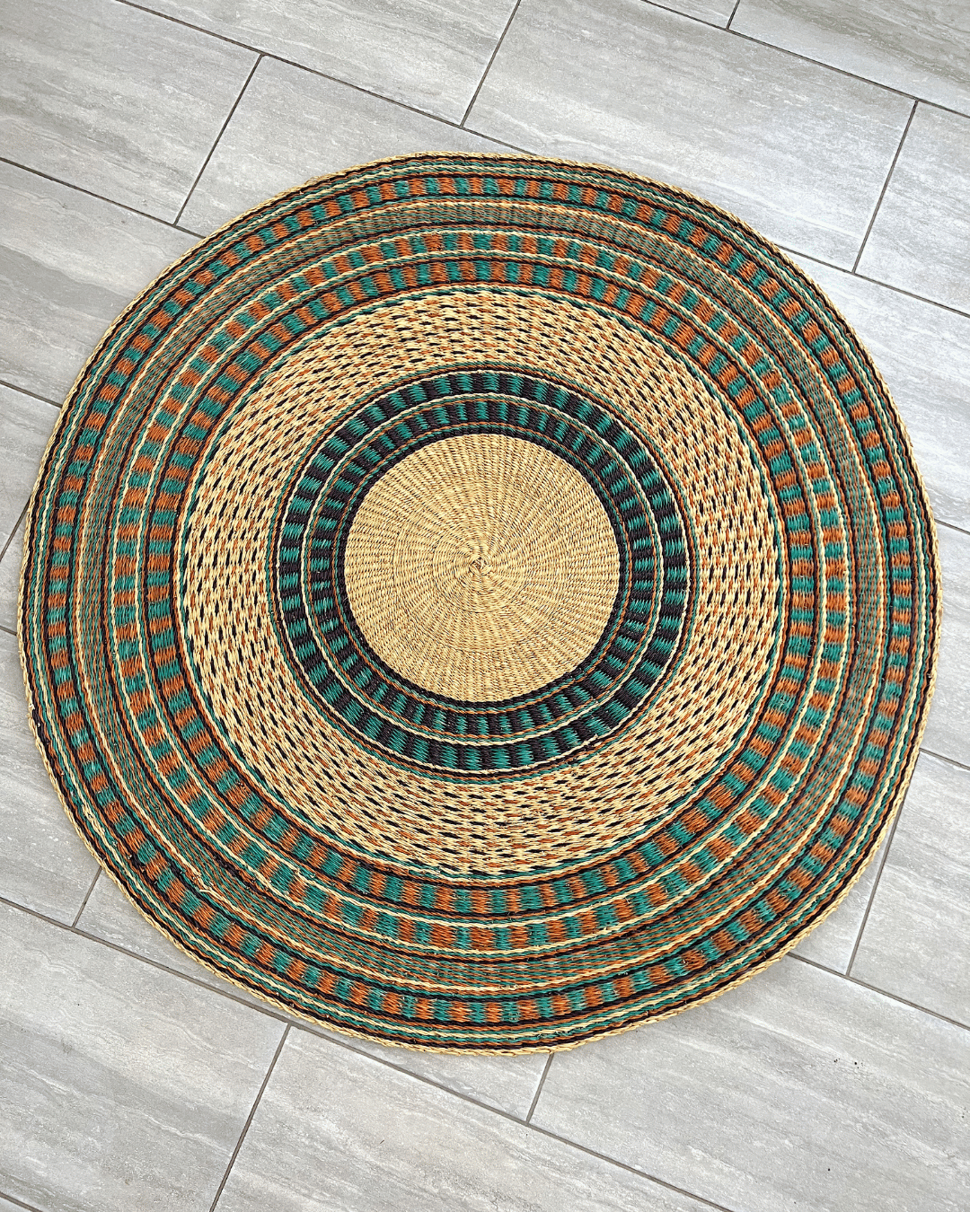 Handwoven Floor Rug - Blue Brown Design (Made to Order)