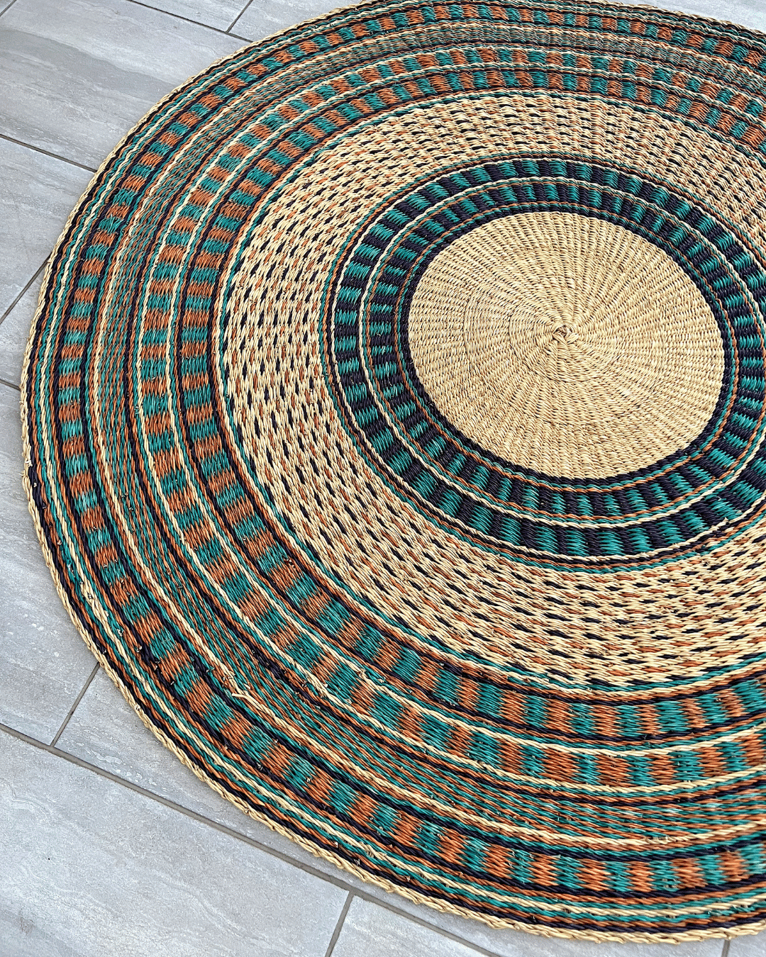 Handwoven Floor Rug - Blue Brown Design (Made to Order)