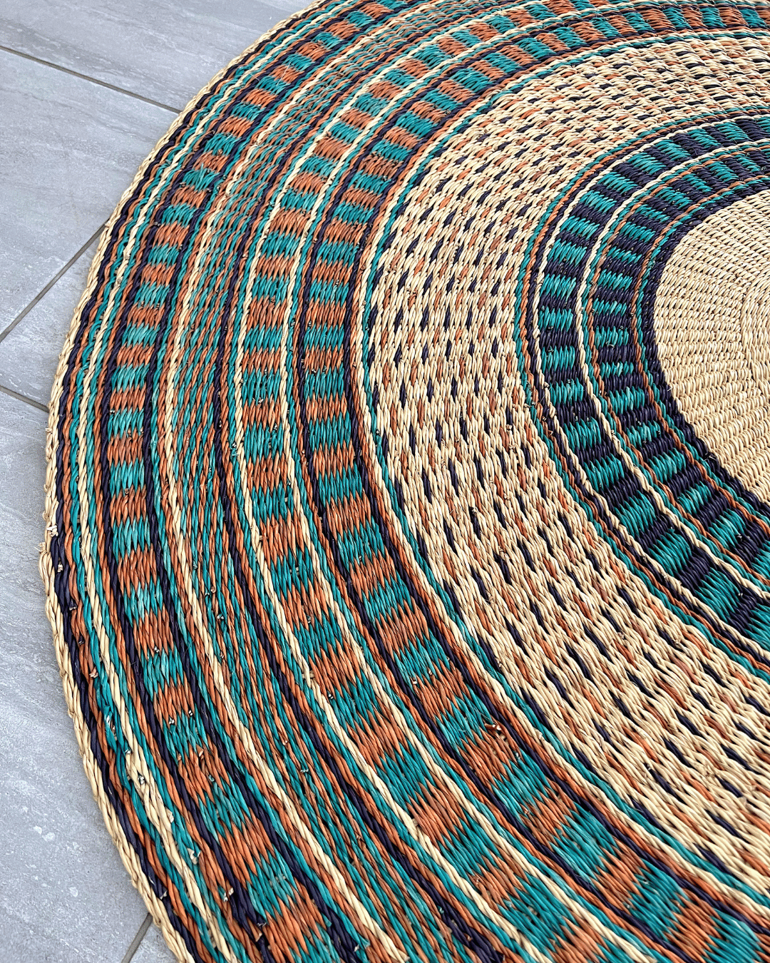Handwoven Floor Rug - Blue Brown Design (Made to Order)